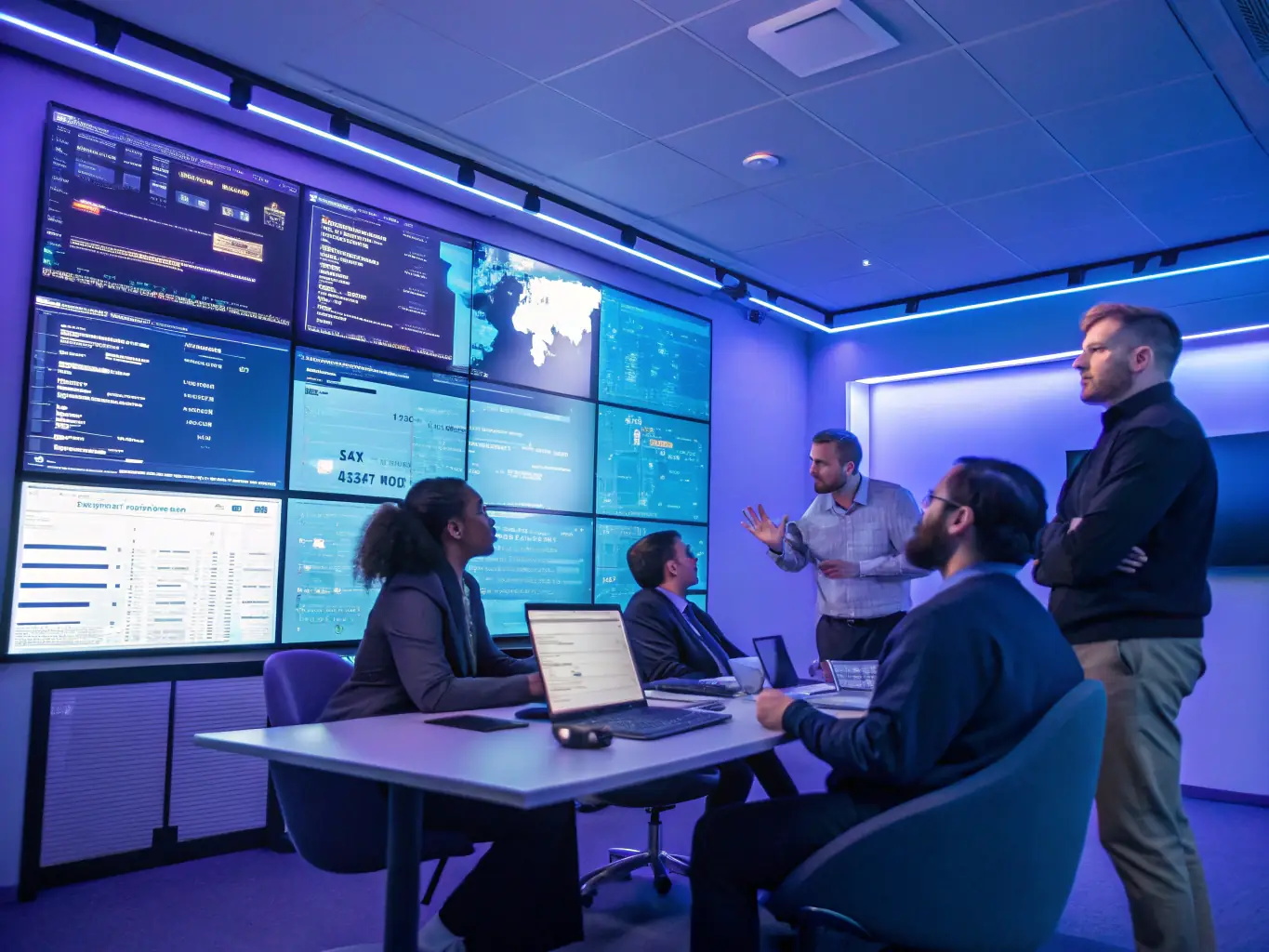 A photograph of a panel discussion at a cybersecurity conference in Manchester, UK, featuring experts discussing the latest threats and solutions.